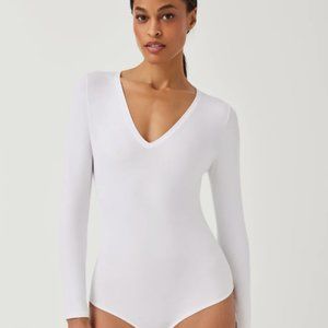 Suit Yourself Long Sleeve Thong Bodysuit - White
